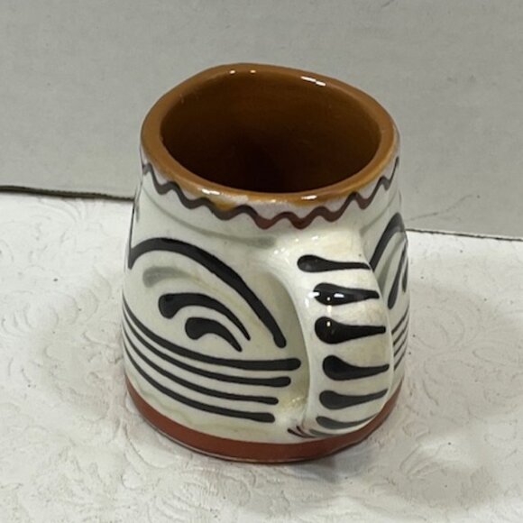 VTG Mini Ceramic Brown White Handmade Pitcher w/Handle 2.75" Tall From Ukraine - Picture 6 of 12